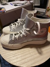 Converse High Tops Silver Sparkle Glitter Trainers UK 7.5
