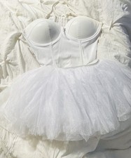 Women's Small White Ballet Tutu & Corset Costume Cosplay, Festival, Halloween
