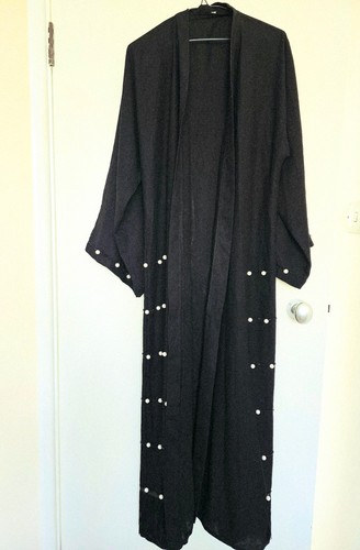 Black beaded abaya - black, 54