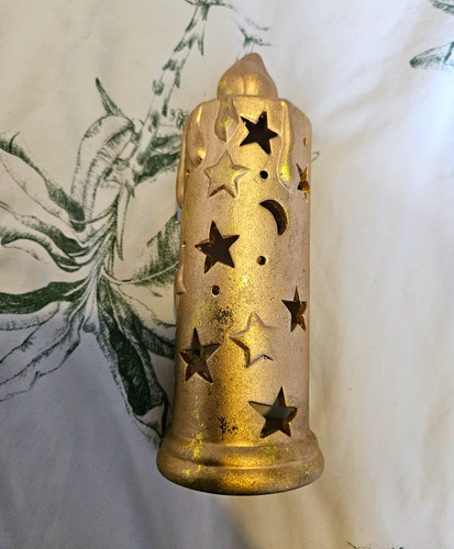 Gold painted ceramic cylinder - gold,