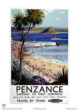 PENZANCE CORNWALL VINTAGE TRAVEL POSTER RETRO HOLIDAY TRAVEL ADVERTISING ART 