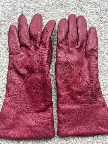 Leather gloves women - women, red