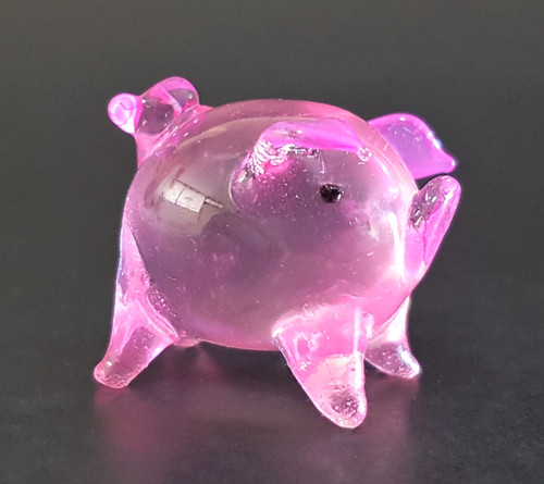 Miniature pink glass - pink, pig