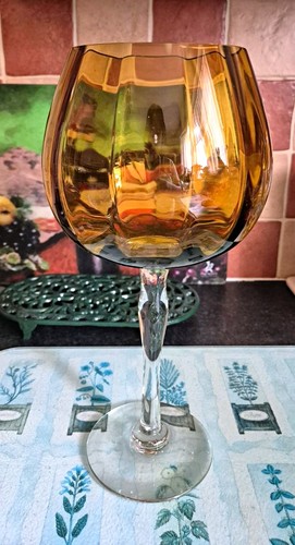 Amber yellow brandy glass - amber,
