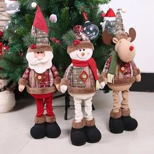 Christmas snowman elk doll decorative items, extendable leg figurine ornaments**
