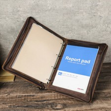 Genuine Leather A4 Portfolio Folder Business Document Case Tablet Cover For iPad