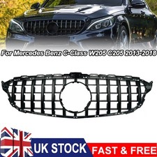 For Mercedes C Class W205 2015-2018 C205 C200 C220 GT Style Grille Glossy Black