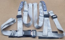 SEAT BELT 4 POINT SAFETY HARNESS HARNESSES SPARCO SILVER GREY PAIR