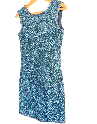 90s peacock teal sequin mini - teal,