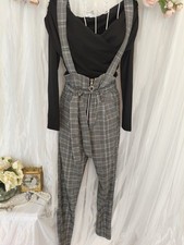 Italian Check Plaid Jumpsuit Dungarees with Straps Size S – Made in Italy