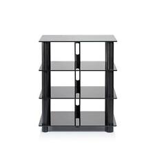 Norstone EPUR Modern HiFi Stand Rack 4 Shelf Black With Black Glass Steel