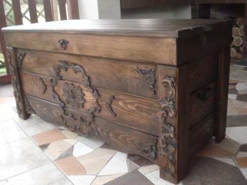 Wooden blanket box coffee - wooden,