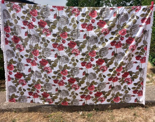 Vintage floral bedspread sheet - vintage, bedspread/sheet