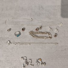 Silver job lot bracelets rings - job,