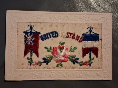 Ww1 silk postcard embroidered - silk,
