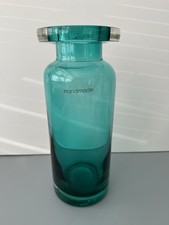Handmade Teal Art Glass Vase