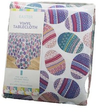 Easter Eggs Pattern Vinyl Tablecloth 60x84”-For Oblong Table 6-8 Seats