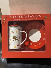 New Ulster Weavers Bone China Monkey Teacup Set Mug Saucer Lid Infuser+Spoon