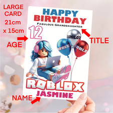 ROBLOX Girls Birthday Card Personalised Granddaughter Daughter Niece Sister Game