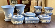 Wedgewood blue Jasperware job lot (8 items)