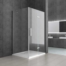Shower Enclosure Cubical Frameless Glass Hinged Door & Side Panel With Tray 6mm