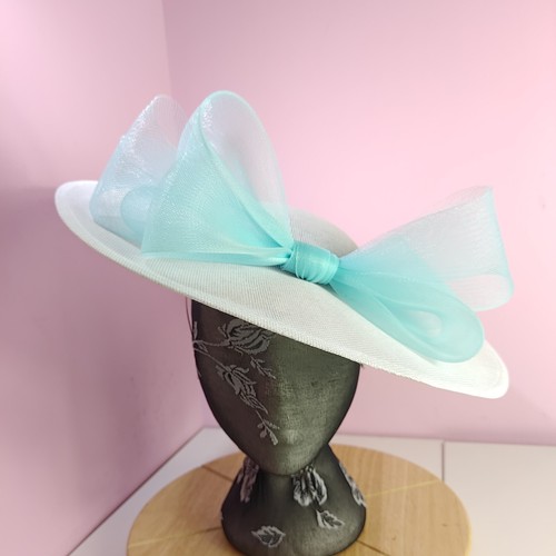 White turquoise fascinator - white,