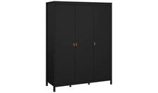 Tvilum Madrid 3 Door Wardrobe Black Storage Organiser Bedroom Furniture