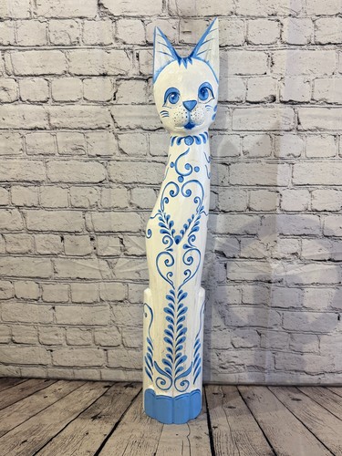 80cm blue white flower wooden - white,