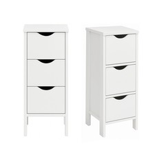3 Drawer White Wooden Storage