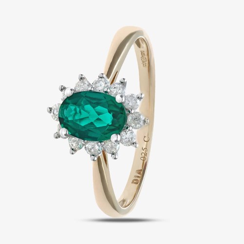9ct yellow gold oval - yellow, emerald