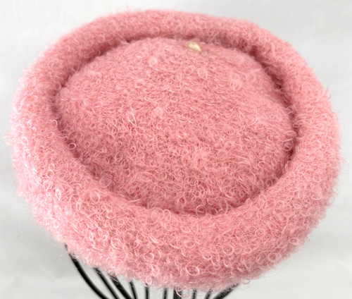 Vintage fuzzy pink beret - vintage, pill