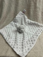 Soft touch white dimple dot minky bear comforter blankie blanket soother soft