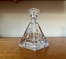 Beautiful Lead Crystal Perfume Bottle Etched Flowers With Stopper
