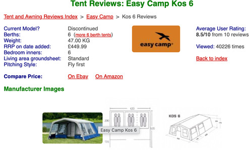 Easy camp kos tent - easy,