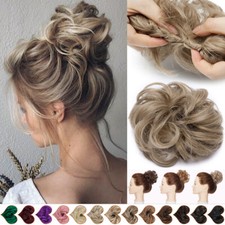 Curly Messy Bun Hair Piece Scrunchies Clip in Updo Real as Human Hair Extensions