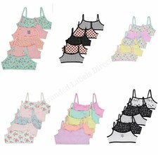 5 PACK GIRLS CROP TOP FIRST BRA UNDERWEAR 5 -16 YEARS PASTEL/WHITE /PINK/MULTI