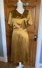 Satin Dress by Jaeger Mustard