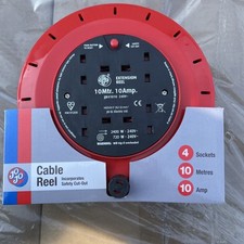 4 WAY 10M CABLE EXTENSION REEL LEAD MAINS SOCKET 10AMP ELECTRICAL 