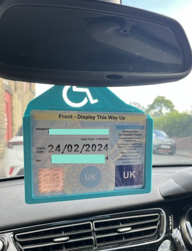 Disabled blue badge rear view - disabled,