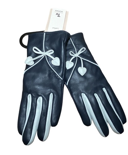 Leather ladies navy gloves - tu,