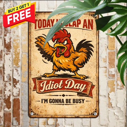 Slap idiot funny metal tin - an,