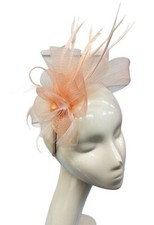 Women Fascinator Sinamay Flower Feather Headband Looped Wedding Royal Ascot Race