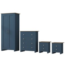 4 Piece Modern Bedroom Furniture Bedside Table Wardrobe Set Chest of Drawers