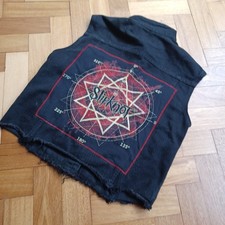 slipknot punk heavy metal denim battle jacket vest sleeveless 12