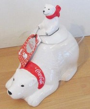 COOKIE JAR - COCA COLA STUNNING POLAR BEARS- RARE- JUST BEAUTIFUL USEFUL GIFT