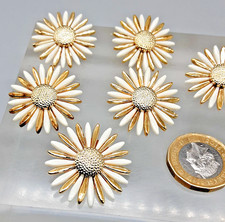 6 White & Gold Daisy Flower
