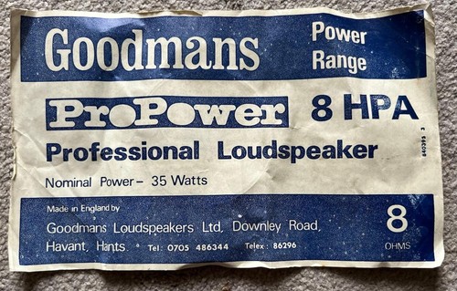 Goodmans pro power hpa - goodmans, 8