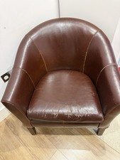 Brown leather tub chair - brown,
