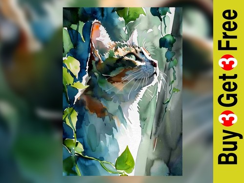 Alert woodland cat portrait - alert,
