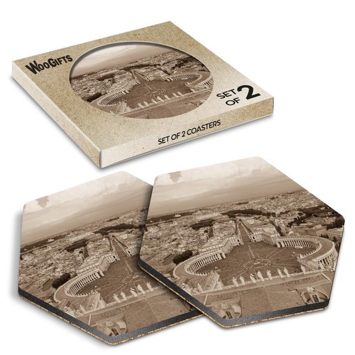 Hexagon mdf coaster vatican - mdf,